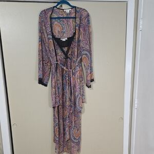 Linea Donatella Matching Paisley Nightgown and Robe Size Large